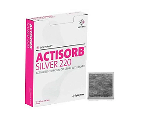 Curativo Actisorb Silver 220 Carvão Ativado Com Prata 10.5 x 10cm (caixa com 10 unidades) - Systagenix