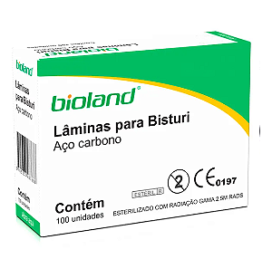 Lamina para Bisturi em Aço Carbono Nº 15 (caixa com 100 unidades) - Bioland