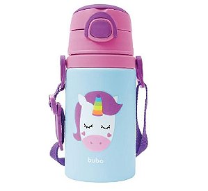 Garrafinha Infantil de alumínio com canudo de silicone BPA Free Animal Fun Unicórnio - Buba