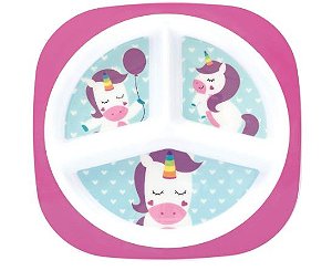 Pratinho infantil com divisórias Animal Fun Unicórnio - Buba