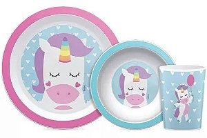 Kit Refeição Infantil Animal Fun Unicórnio 3 peças - Buba