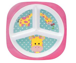 Pratinho infantil com divisórias Animal Fun Girafa - Buba