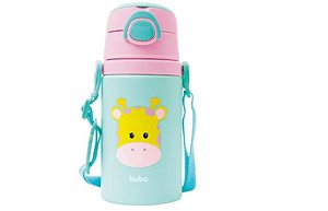 Garrafinha Infantil de alumínio com canudo de silicone BPA Free Animal Fun Girafa - Buba