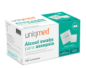 Lenço Umedecido em Alcool para Assepsia (caixa com 100 unidades) - Uniqmed