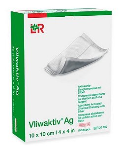 Curativo de Carvão Ativado com Prata Vliwaktiv AG ACT Charcoal Dress W Silver Estéril 10X10cm (1un) - Lohmann & Rauscher