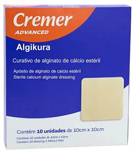 Curativo Alginato de Cálcio Estéril Algikura 10x10cm (caixa com 10 unidades) - Cremer