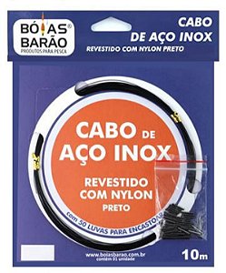 Cabo De Aço Inox com Nylon Preto 10m 50 Luvas - Escolha Libragem