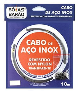 Cabo De Aço Inox com Nylon Transparente 10m 50 Luvas - Escolha Libragem
