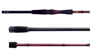 Vara de Carretilha Lumis Power Carbon Vermelha 20-50lb Inteiriça - 2,10m