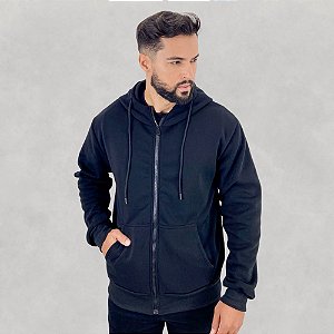 Casaco Moletom Masculino Com Zíper E Capuz Bolso Canguru