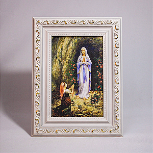 Quadro Nossa Senhora de Lourdes - Moldura Branca