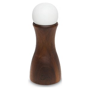 Moedor de Pimenta em Madeira e Mármore Branco - 15,3cm