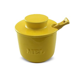 Pote de mel/Meleira com colher boleadora - 250gr - Amarelo
