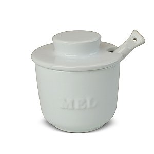Pote de mel/Meleira com colher boleadora - 250gr - Branco