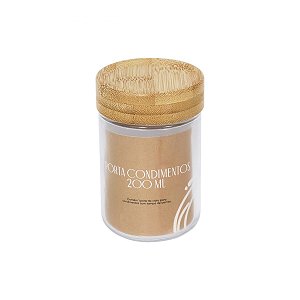 Potes de vidro para Condimento com tampa de Bambu - 200 ml