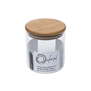 Potes Bahia de Vidro Borosilicato 600ml com Tampa de Bambu