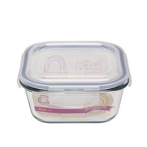 Potes Hermetico de Vidro Temperado Quadrado 800ml - Chia