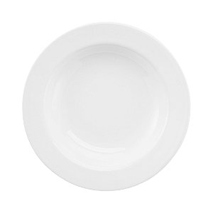 Conjunto com 6 Pratos Fundos 23cm com Aba -Porcelana Branca