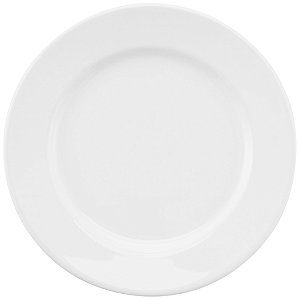Conjunto com 6 Pratos Rasos 28cm com Aba - Porcelana Branco