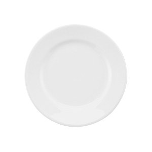 Conjunto com 6 Pratos Sobremesa 20cm com Aba - Porcelana Branco