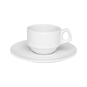 Conjunto c/ 06 Xícaras Cafézinho Empilhaveis - 75ml -  Porcelana Branca