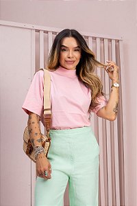 Tshirt Gola Alta Lisa Rosa Bebê
