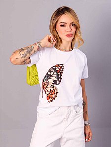 Tshirt Meia Borboleta - Branca