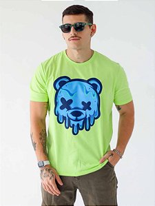 Camiseta Ursinho Azul - Verde Lima