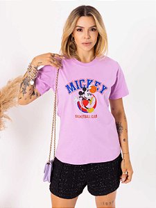 Tshirt Mickey Basketball - Lilas