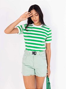 Tshirt Sailor Listrada - Verde Folha