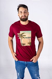 Camiseta Quadro Paisagem - Bordo