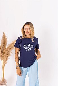Tshirt Super Mãe - Azul Marinho