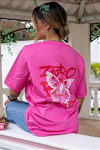 Tshirt Max Zero Borboleta Costas - Rosa Pink