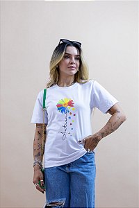 Tshirt Flor Autismo - Branca