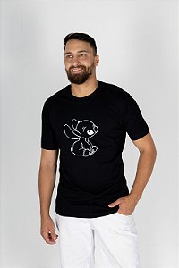 Camiseta Stitch Casal - Preta