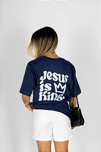 Tshirt Max - Jesus Is King Casal - Azul Dark