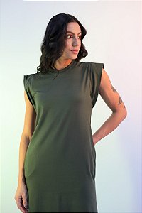 Vestido Midi Muscle Liso - Stone Green