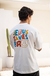 Camiseta Over Jesus Saves Bro Smile - Off