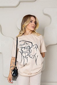 Tshirt Max - Casal Leões - Bege Areia