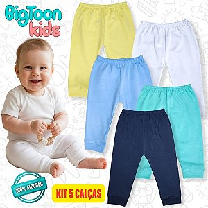 Kit 5 Calças Mijão Culote Roupa de Bebê Recém Nascido P M G