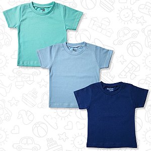 Kit 3 Camisetas Lisa Manga Curta Para Bebê P M G Menino Menina