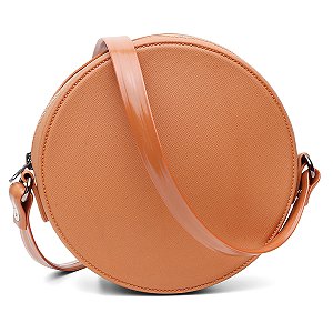 Bolsa Roma Feminina Transversal Mini Bag Zíper Redonda Moderna Caramelo