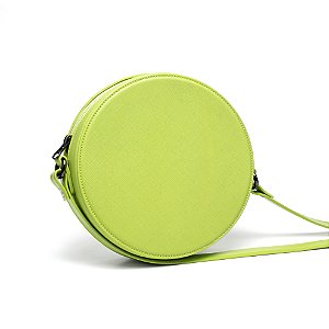 Bolsa Roma Feminina Transversal Mini Bag Zíper Redonda Moderna Verde Claro
