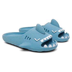 Chinelo Feminino Slide Sharky Fun Tubarão Azul Divertido