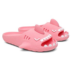 Chinelo Feminino Slide Sharky Fun Tubarão Rosa Divertido