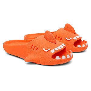 Chinelo Feminino Slide Sharky Fun Tubarão Laranja Divertido