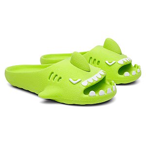 Chinelo Feminino Slide Sharky Fun Tubarão Verde Divertido