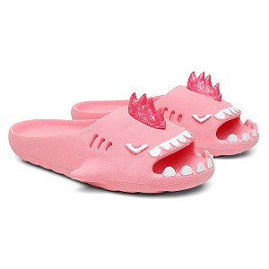 Chinelo Feminino Slide Sharky Fun Tubarão Punck Rosa Divertido + 1 Barbatana Extra