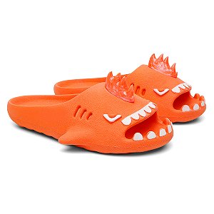 Chinelo Feminino Slide Sharky Fun Tubarão Punck Laranja Divertido + 1 Barbatana Extra