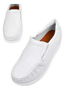 Mocassim branco couro Usaflex
